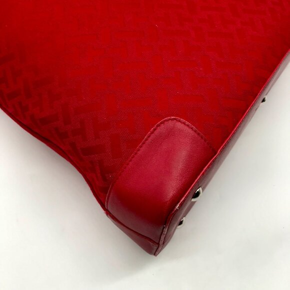 Talbots Red Monogram Canvas Tote Bag - Picture 9 of 10